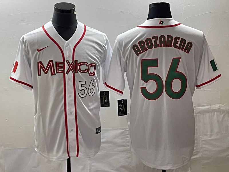 Men 2023 World Cub Mexico #56 Arozarena White green Nike MLB Jersey 4